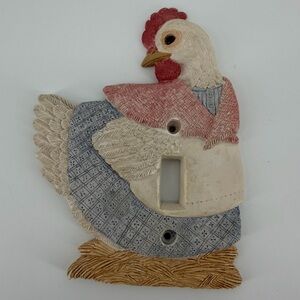 Vicki Lane Ceramic Chicken Hen Light Switch Cover Cottagecore Farmhouse Decor